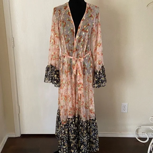 CODE X MODE Long Floral Kimono, Robe Jacket - L - Picture 2 of 6
